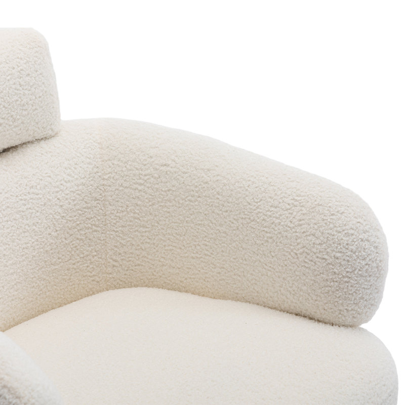 Adrein 24.2'' Wide Wool Swivel Barrel Accent Chair, Beige Wool