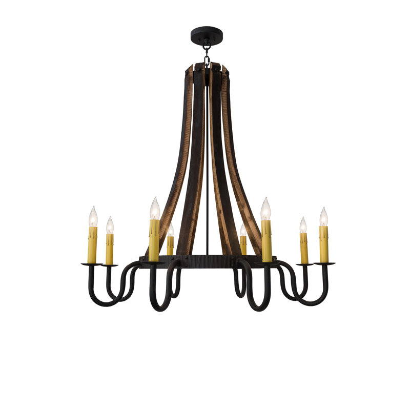 Lustre en roue de chariot à 8 lumières de style bougie Madera