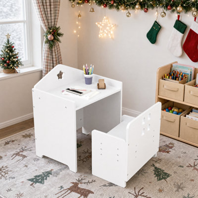 Ensemble table et chaises pour enfants, table d'activités 2 en 1 avec plateau tableau noir, bureau en bois pour dessiner, lire, manger, mobilier pour salle de jeux, chambre d'enfant