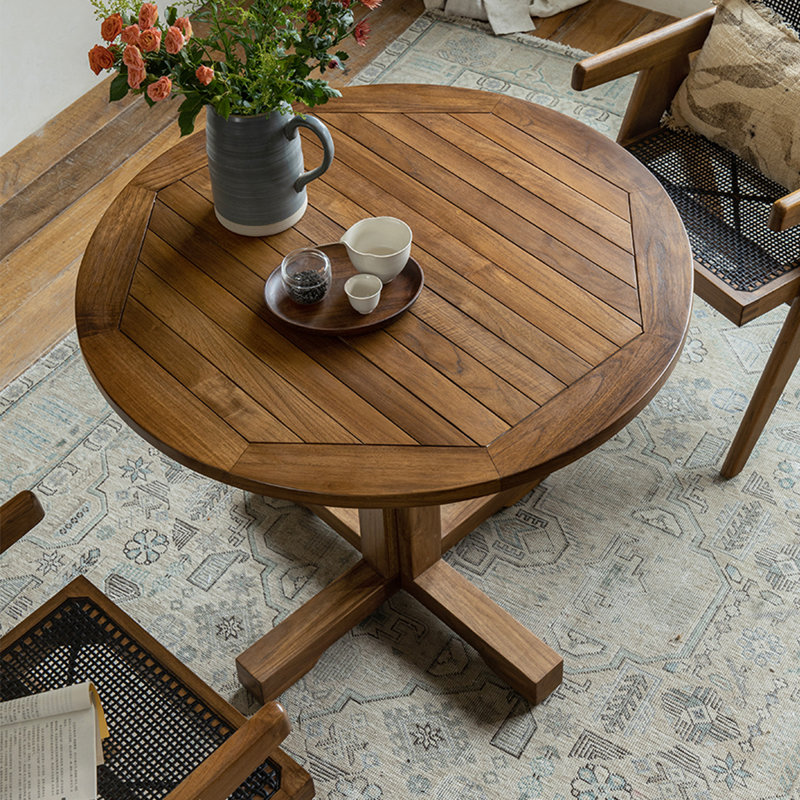 Walnut Round Solid Wood Dining table, 29.53"H x 39.37"L x 39.37"W