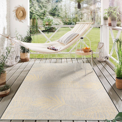 Tapis intérieur / extérieur rectangulaire en polypropylène tissé à plat à la machine en jaune