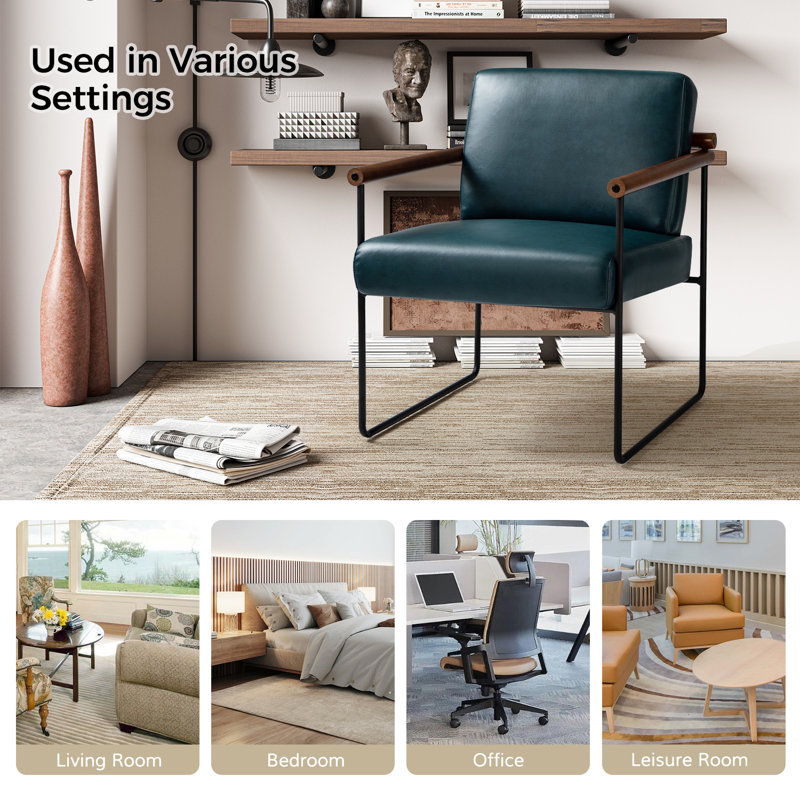 Fauteuil ergonomique en cuir Avelina, Similicuir turquoise