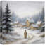 «Snowy Village Night», reproduction de paysage serein d'hiver, impression sur toile encadrée-126032283-126032284