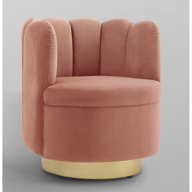 Chaise d'appoint pivotante en velours Ragland, Rosé, Or