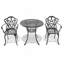 Ensemble de 3 meubles de patio en fonte d'aluminium avec coussins beiges-121581544