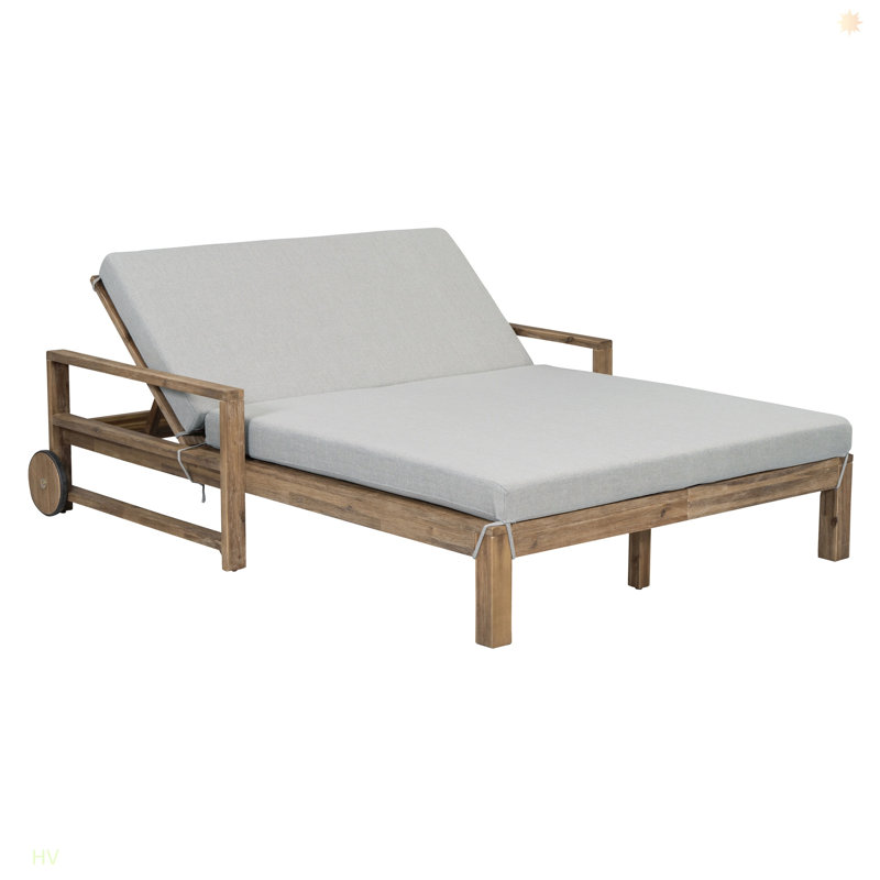 Farmhouse-Styled Wooden Outdoor Sunbed For Ultimate Relaxation Outdoor Daybed Seating 2 People For Poolside, Garden And Backyard