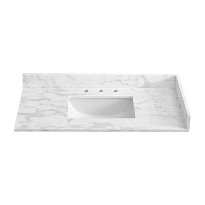 Plan de toilette simple en pierre de quartz de 42 pouces avec lavabo (base non incluse)