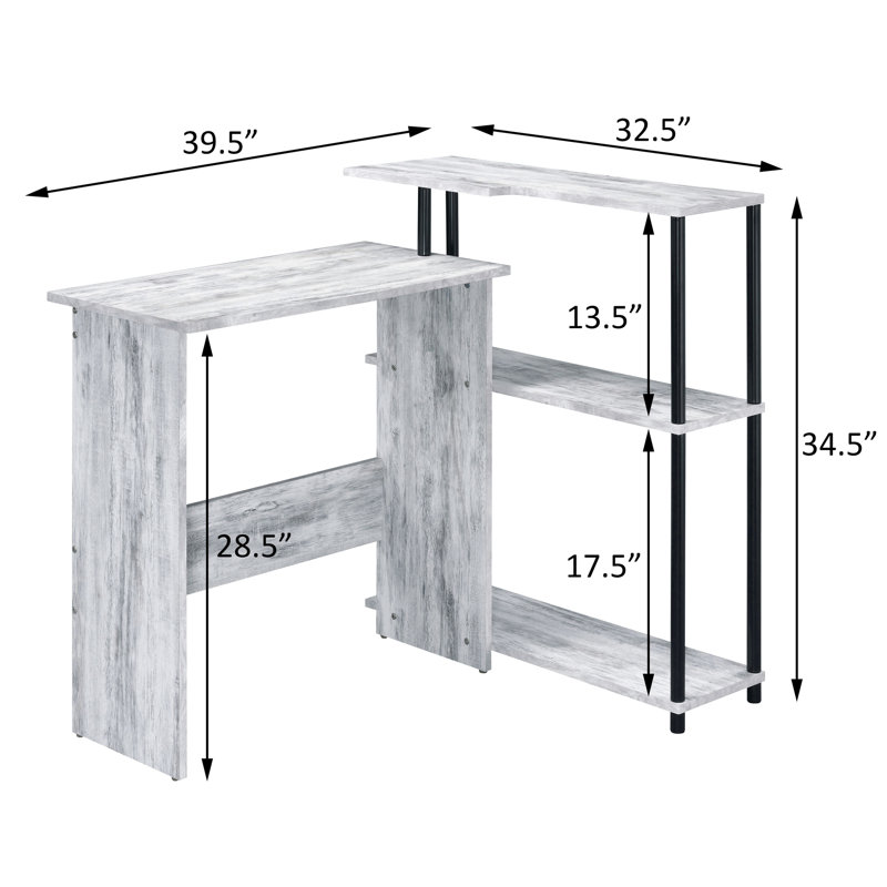 Bureau de style antique avec un grand espace de rangement pour les livres et une étagère latérale. Conception fonctionnelle et stable de forme rectangulaire.