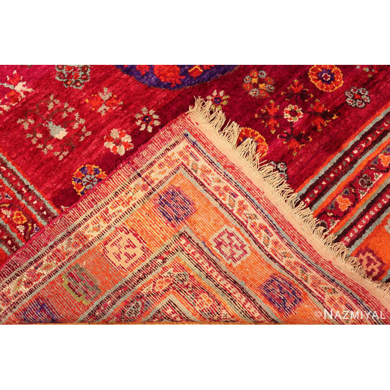 Tapis Khotan en soie mauve rétro Funky