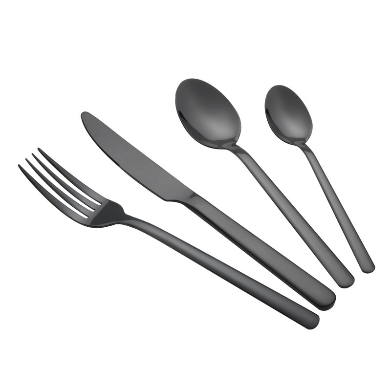  Ebern Designs Coupar Stainless Steel 24 Piece Flatware Set - Service for 6 - Black