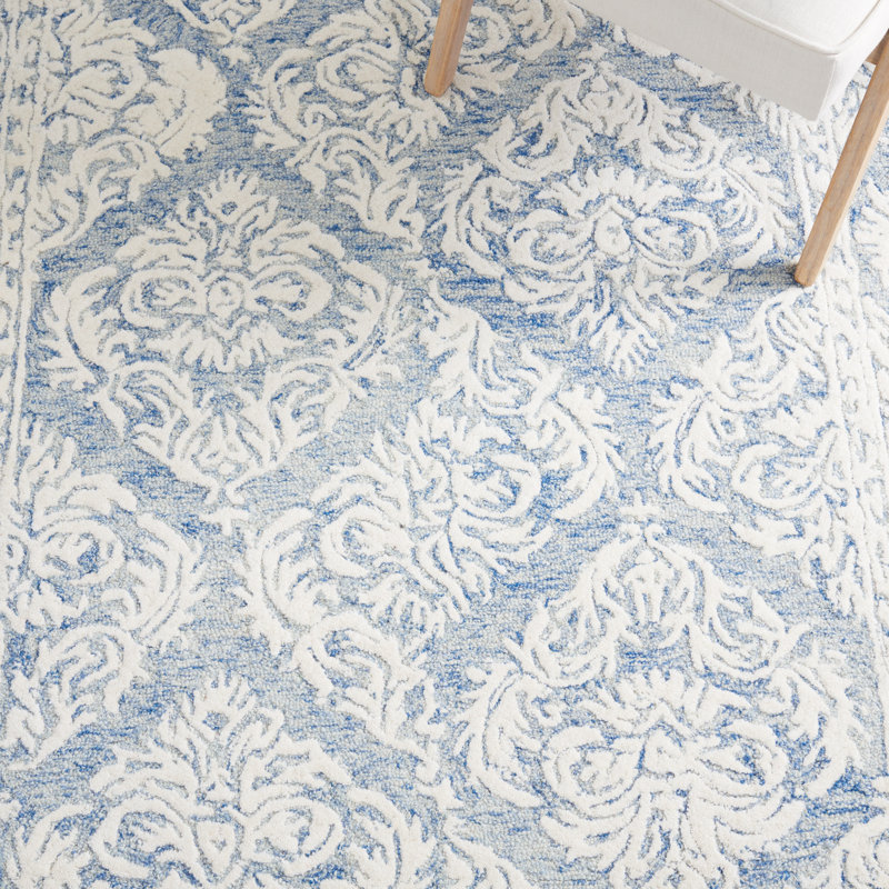 Elsun Hand Tufted Wool And Cotton With Latex Damask Rug, Round 6'