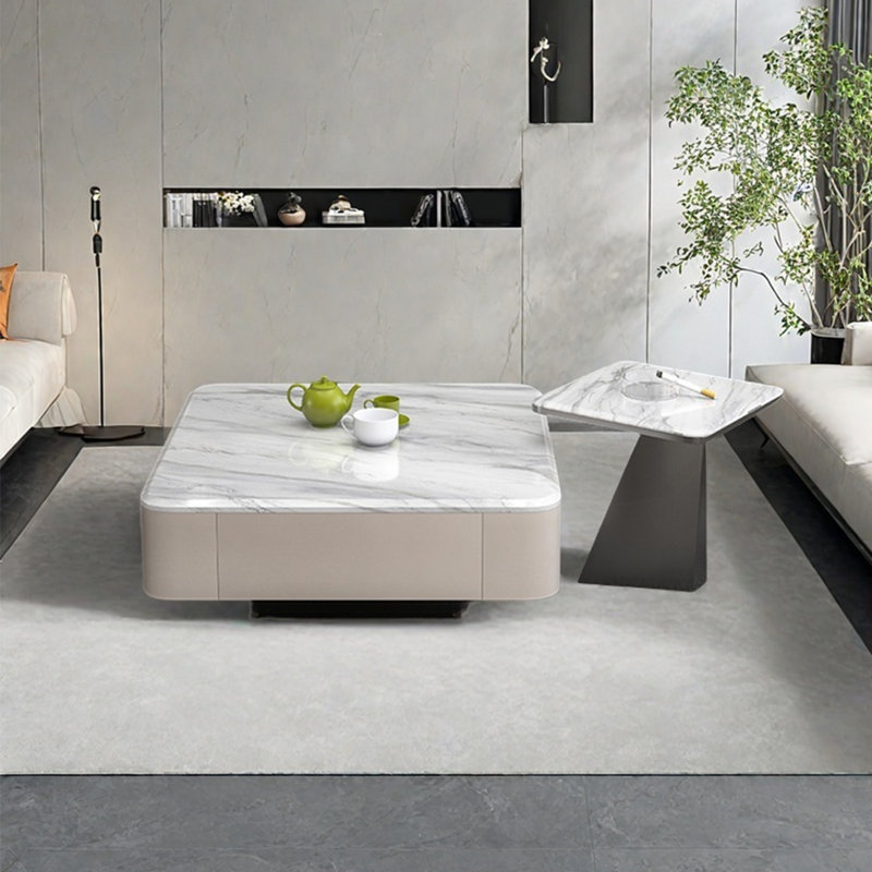 Italian square microcrystalline stone coffee table