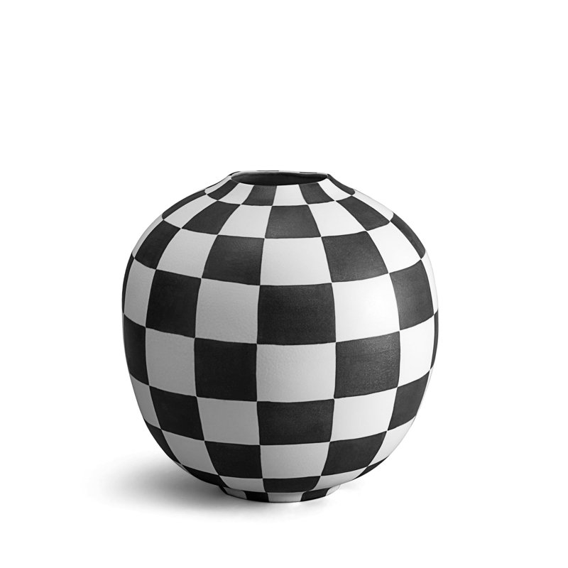 Damier Check Vase, 12" H x 12" W x 12" D