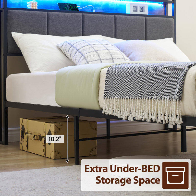 Chickering Upholstered Platform Storage Bed, Gray/Brown, Full XL