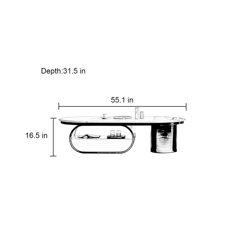 Borba, 16.5" H x 55.1" L x 31.5" W