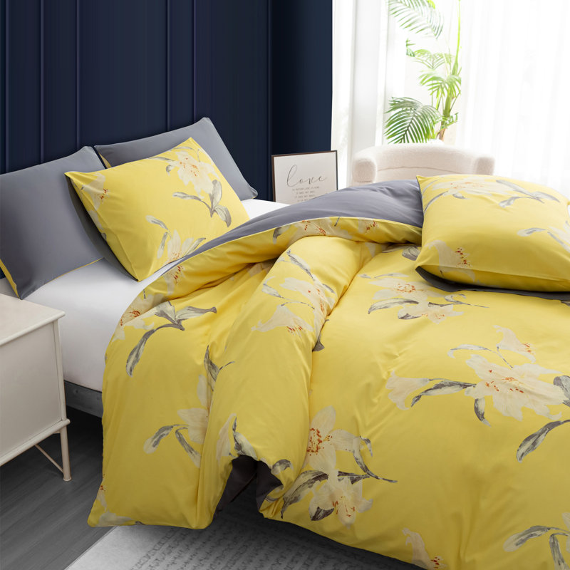 Luxury Double Brushed Microfiber Reversible Duvet Cover Set with Zipper Closure and Corner Ties
