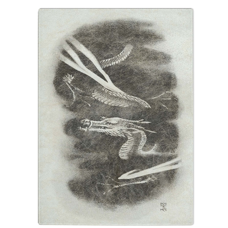 Tempered Glass Portrait of a Dragon Chopping Board, 28.5 cm W x 39 cm L