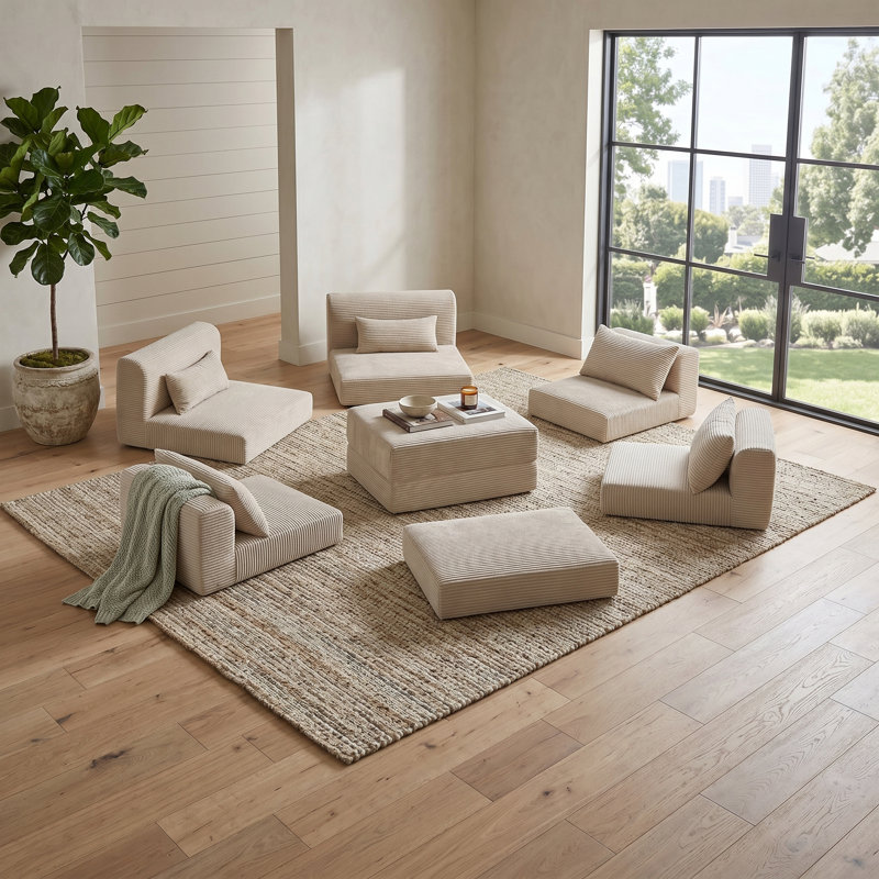 Canapé modulaire 100 po avec méridienne réversible modulaire 100 po, aucun assemblage requis