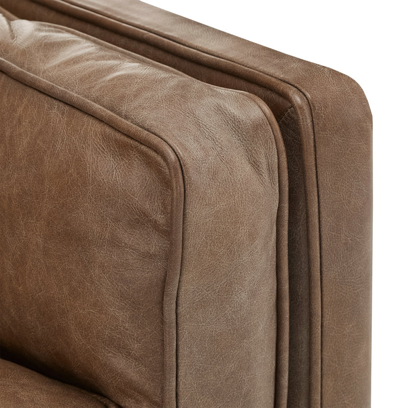 Hewett Tan Oxford Leather Sofa