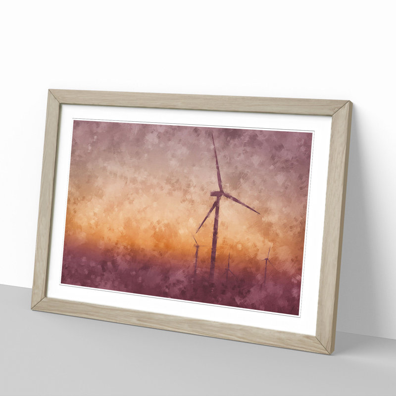 Wind Turbines Vol.1 - Picture Frame Painting, Oak Framed, 27cm H x 36cm W x 2cm D