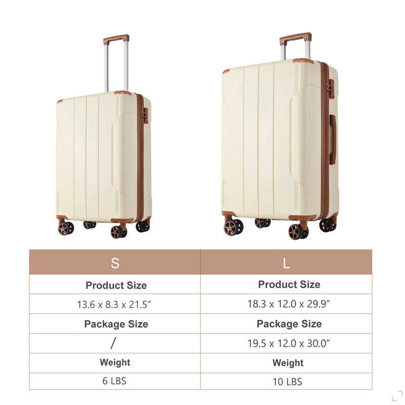 Ensemble de valises Hardshell ABS 2 pièces extensible avec roulettes TSA Lock pour hommes femmes