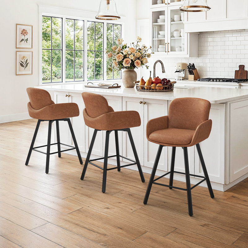 Tabouret de bar rotatif Nicola , Nouveau brun