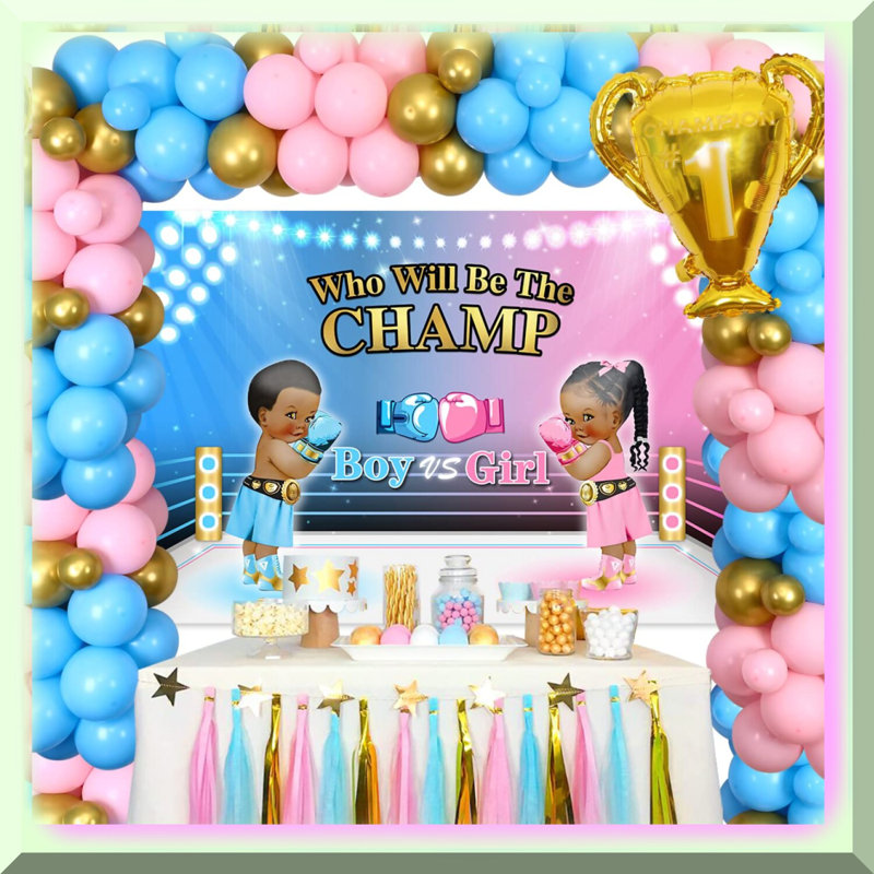 Gender Reveal Fiesta Kit with Balloons, Banner, and Cake Topper