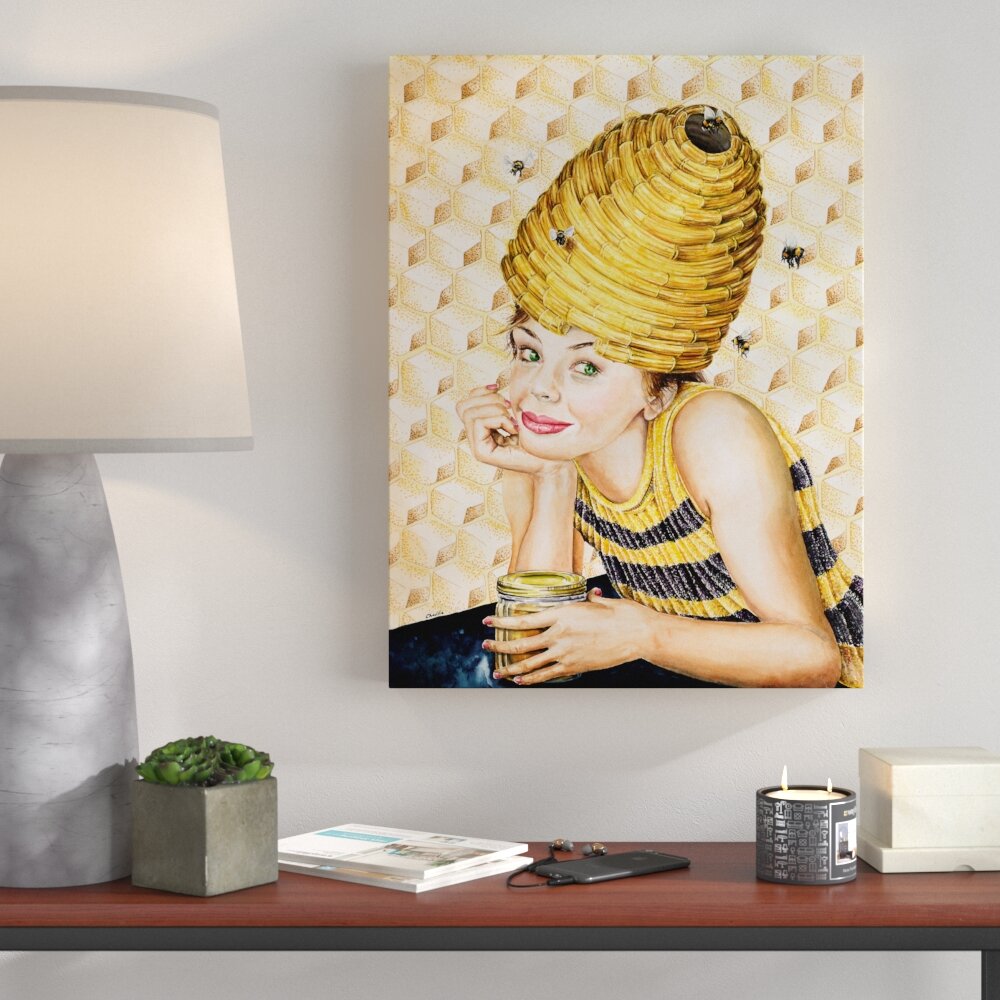 Beehive Hairdo Acrylic Painting Print on Wrapped Canvas