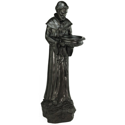 23.5" Bronze St. Francis of Assisi Religious Bird Feeder Outdoor Garden Statue