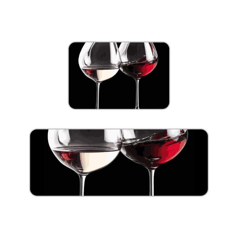 Ensemble de 2 tapis décoratifs en verre à vin pour cuisine et bar, noir et rouge