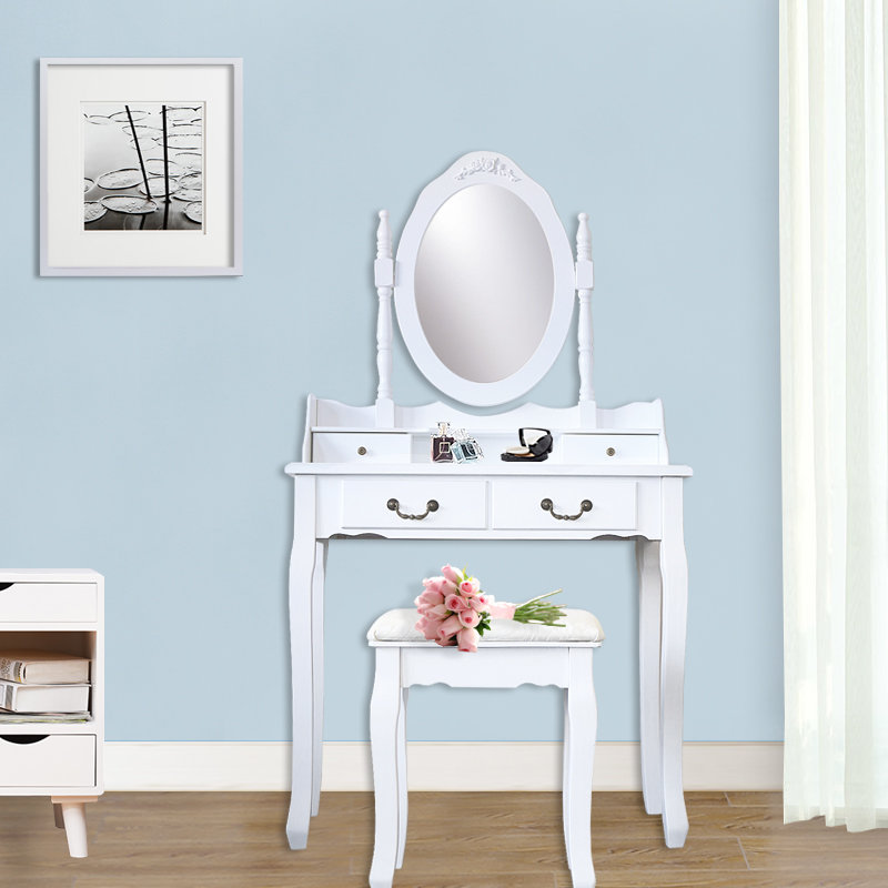 Ensemble de meuble-lavabo 4 tiroirs avec miroir en bois Kistler