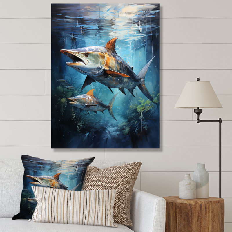 Asmus " Fishing Majestic Marlins Jumping I ", 44" H x 34" W x 1.5" D, Wrapped Canvas