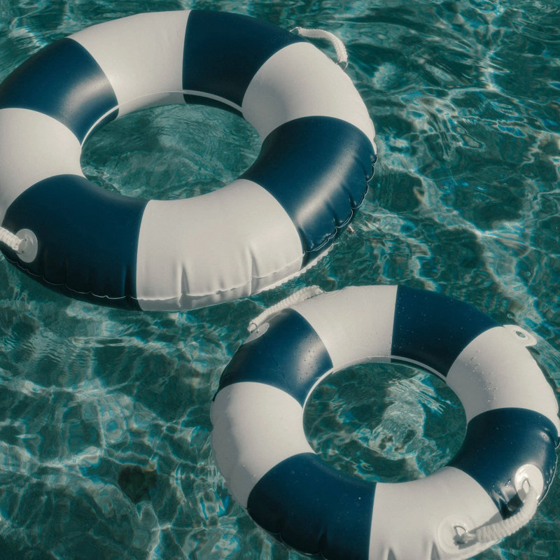 Classic Pool Float - 70's Panel Cinque, 10" H x 3" W x 7" D, Navy/White