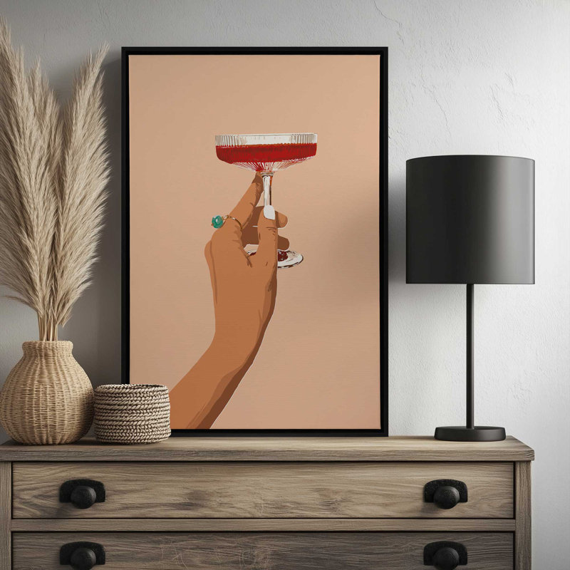 «Cheers To Love» par Garima Dhawan, reproduction d'art sur toile, 48" H x 36" W, Cadre flottant, Tan