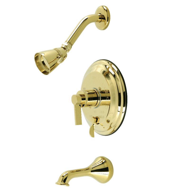 Kingston Brass NuvoFusion Single-Handle Pressure Balanced Tub and Shower Faucet, Polished Brass