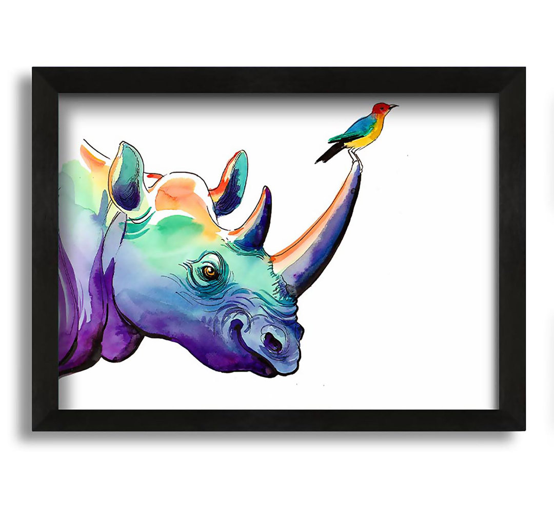 Gerahmtes Bild Rainbow Rhino Bird