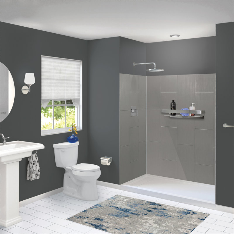 Prodigy 72" High Dark Grey Vertical Tile Shower Wall Kit