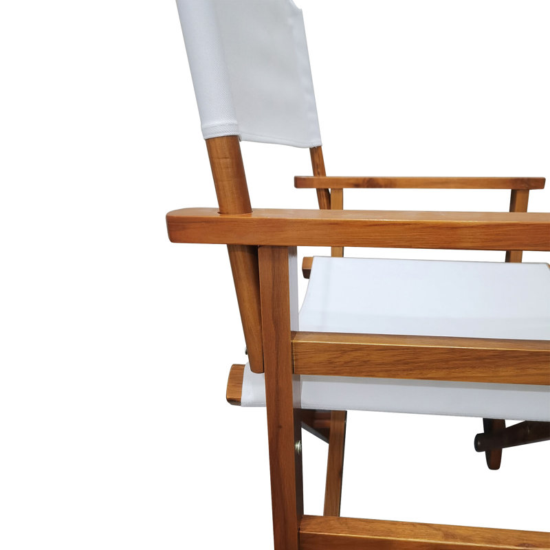 Chaise pliante en bois Chaise pliante 2 pièces / ensemble Populus + toile (couleur: blanc)