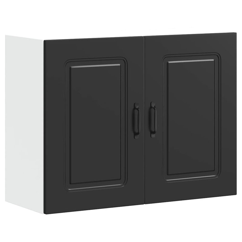Kitchen Wall Cabinet Kalmar Engineered Wood, Black, 60cm H x 80cm W x 31cm D