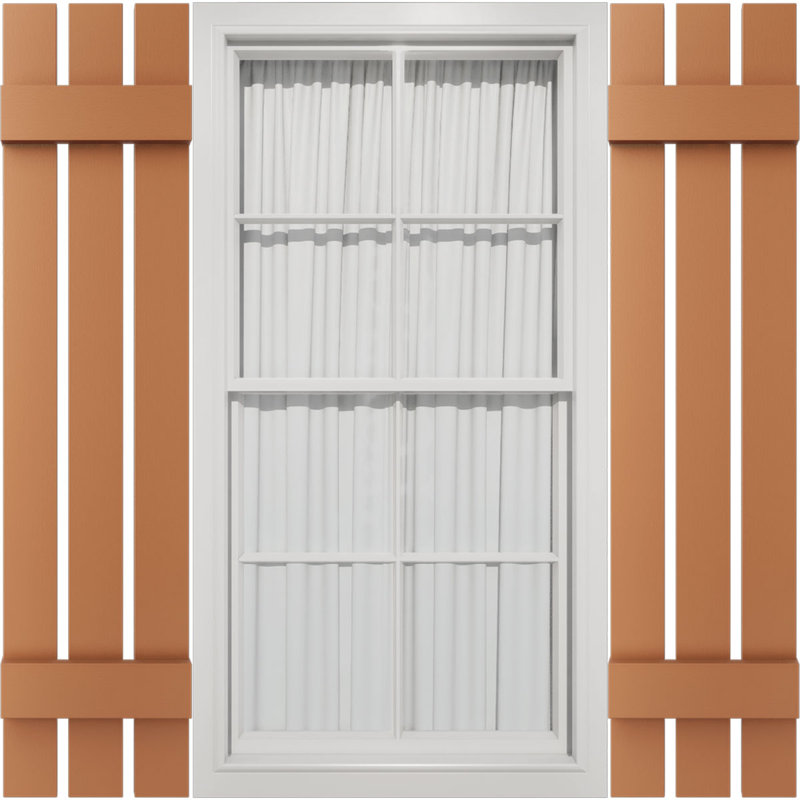 Lifetime Vinyl, TailorMade Three Board Spaced (2 Batten), Board-n-Batten Shutters, w/Shutter-Loks (Per Pair), Treated Cedar