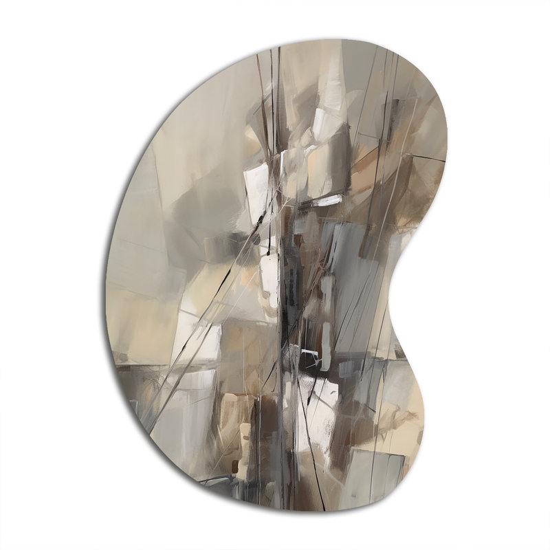 «Abstract Design Shapes I», reproduction d'art asymétrique en métal sur collages abstraits, sculpture murale en métal de forme irrégulière