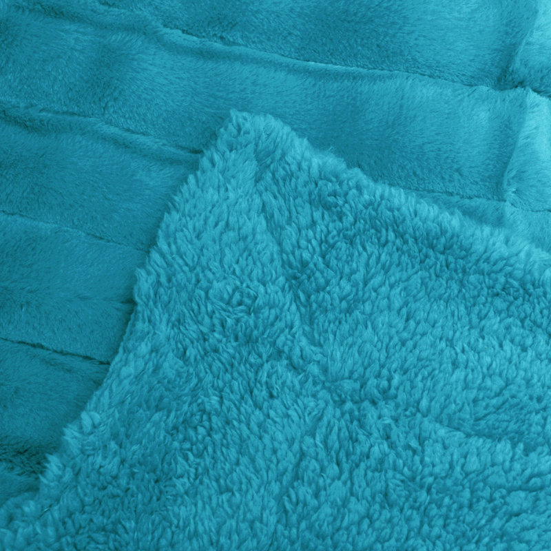 Tile Blue Faux Fur Sherpa Throw Blanket, 50" x 60"