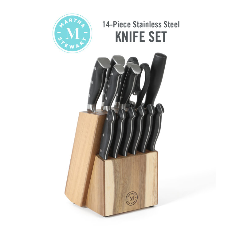 Martha Stewart Stainless Steel 14 Piece Cutlery and Knife Block Set in Mint  in 2023