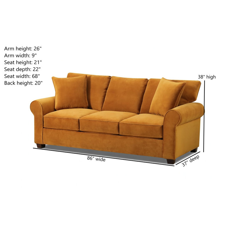 Ardmont Upholstered 86'' Sofa, Bella Harvest