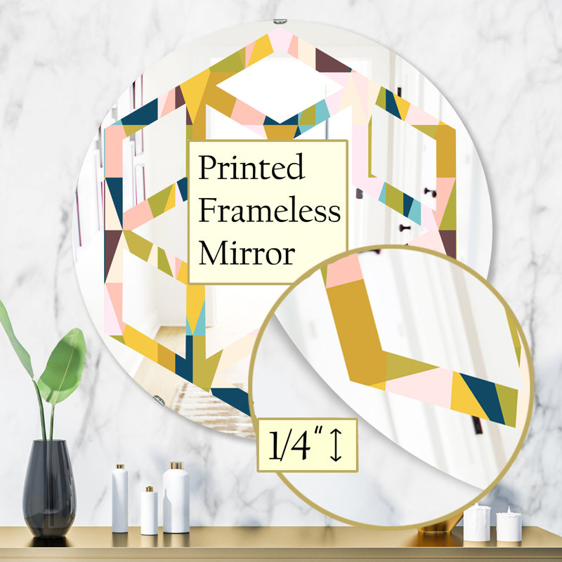 Hexagon Star Triangular Design I Eclectic Frameless Wall Mirror, 31.5" H x 31.5" W