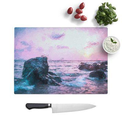 Tempered Glass View of the Sunset in India in Abstract Cutting Board