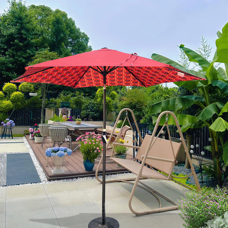 Parasol 9 pi avec motif de glace et orange, Motif de glace orange