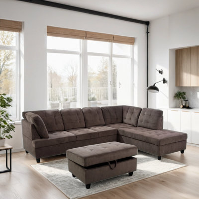 Carleah 3 - Piece L-Shaped Upholstered Sectional with Ottoman