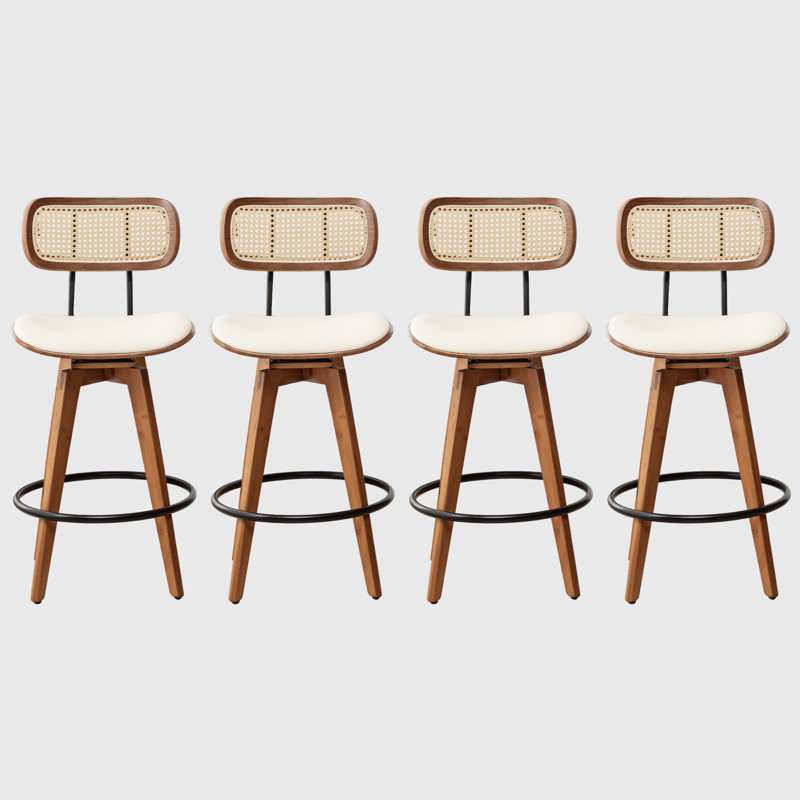 Tabouret de comptoir pivotant 4 pièces Sirine, Beige