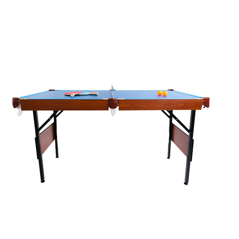 Blue 55'' Foldable 3-in-1 Pool, Ping Pong, and Hockey Table